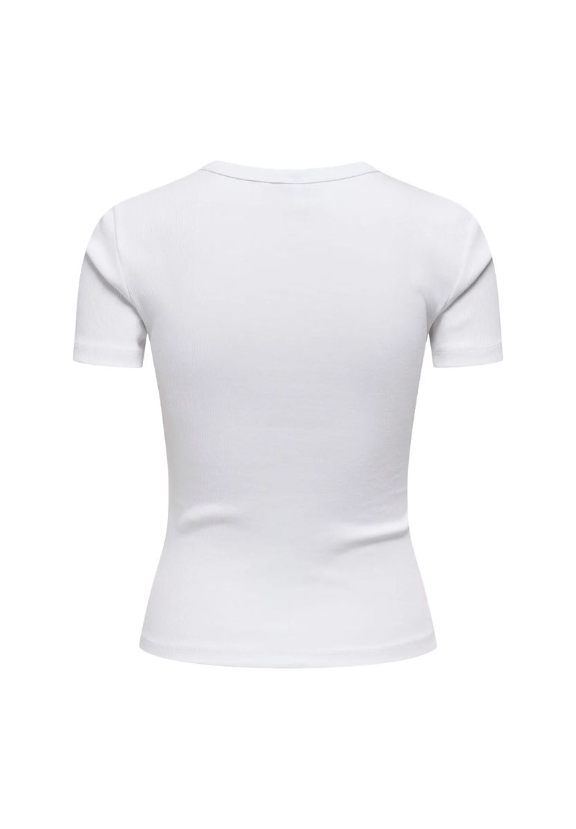 Figurbetontes geripptes Rundhals-T-Shirt