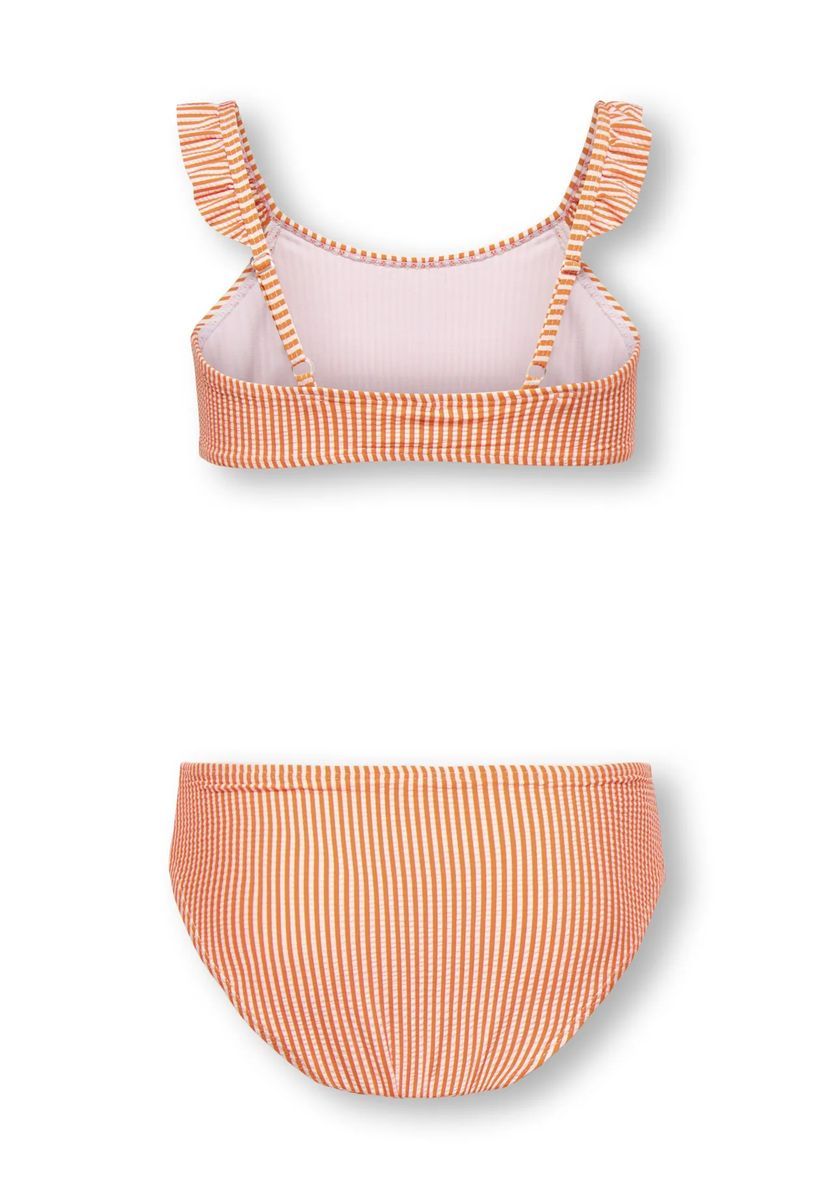 Gestreiftes Bikini-Set mit Rüschenriemen
