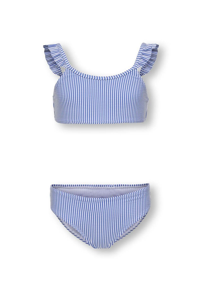 Gestreiftes Rüschen-Bikini-Set
