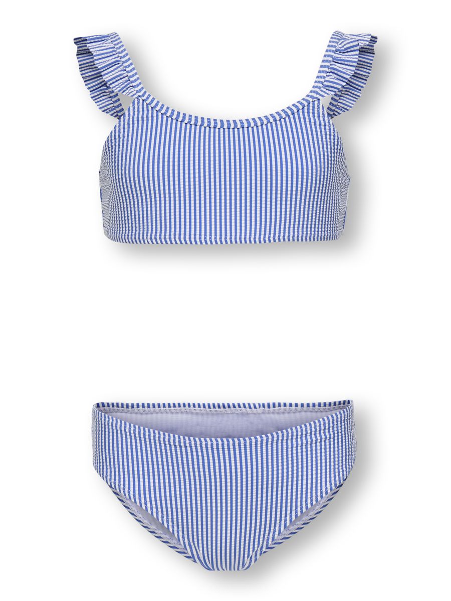 Gestreiftes Rüschen-Bikini-Set