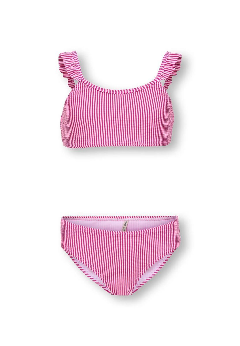 Gestreiftes Rüschen-Bikini-Set, zweiteilig