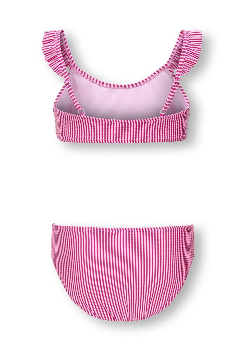 Gestreiftes Rüschen-Bikini-Set, zweiteilig