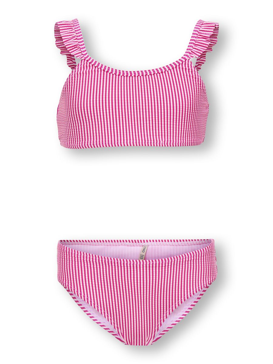 Gestreiftes Rüschen-Bikini-Set, zweiteilig