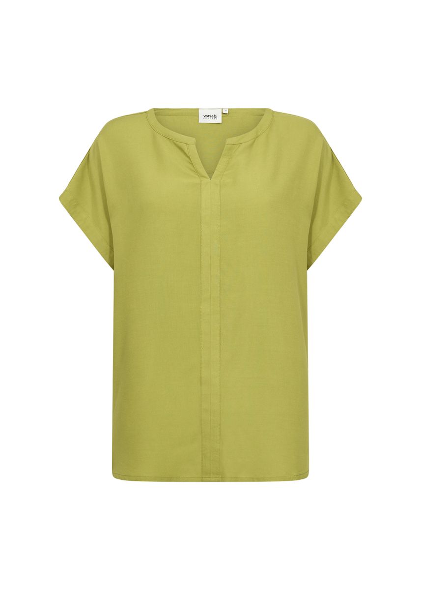 Bluse mit V-Ausschnitt und kurzen Ärmeln