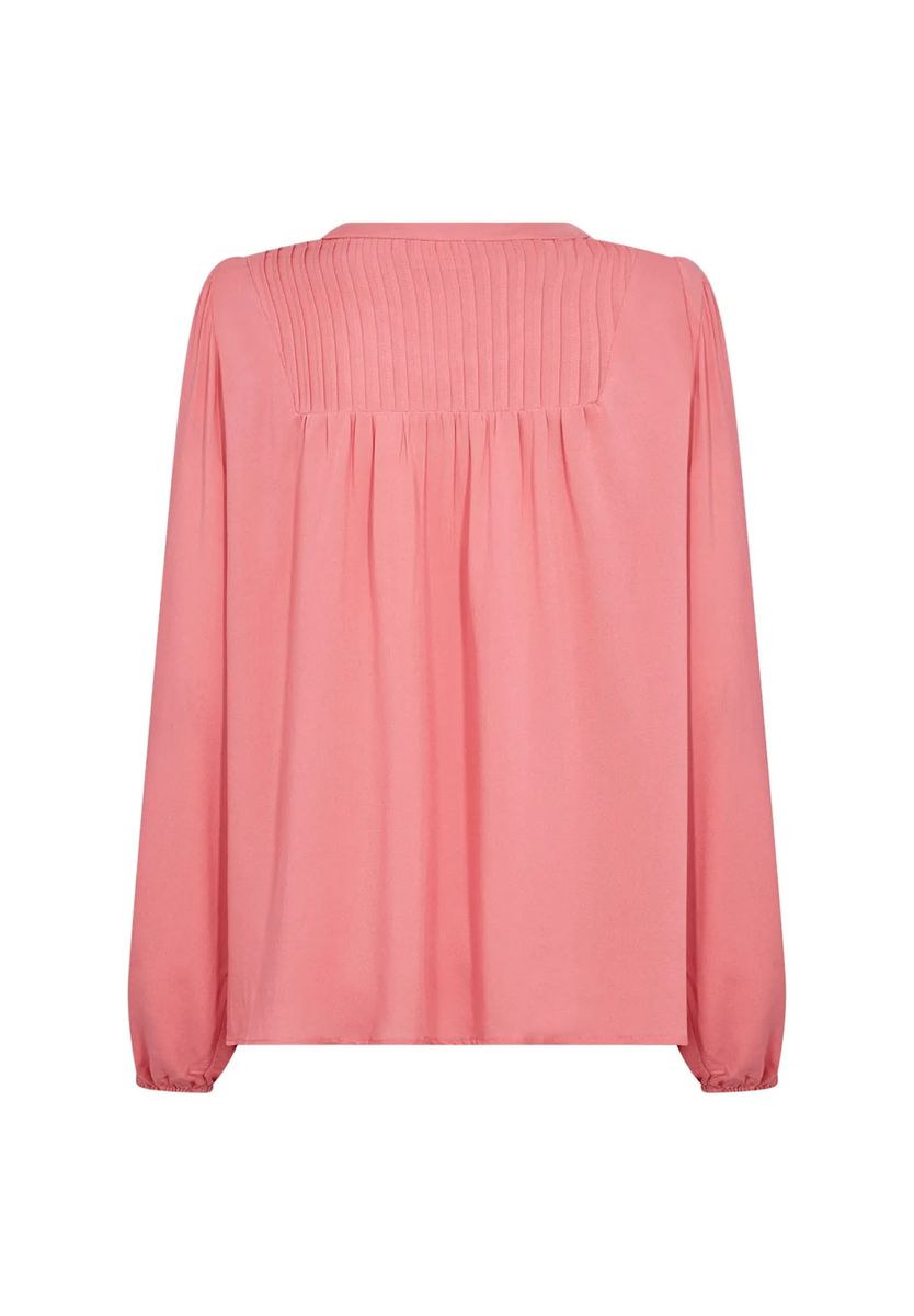 Plissee Langarm Bluse mit Knopfleiste