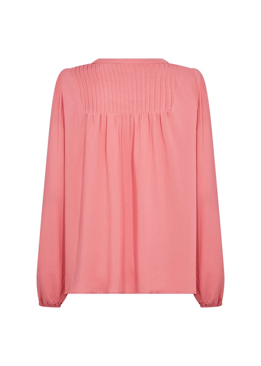Plissee Langarm Bluse mit Knopfleiste