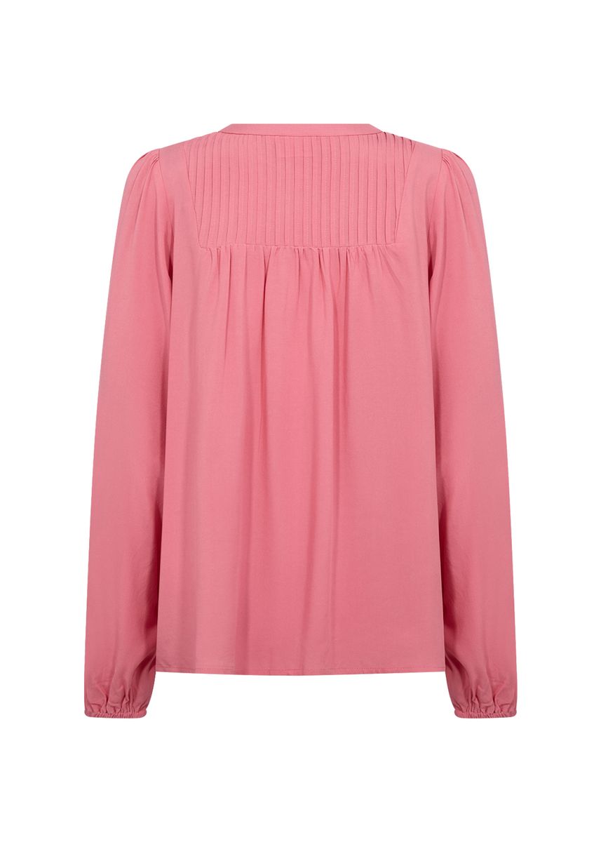 Plissee Langarm Bluse mit Knopfleiste