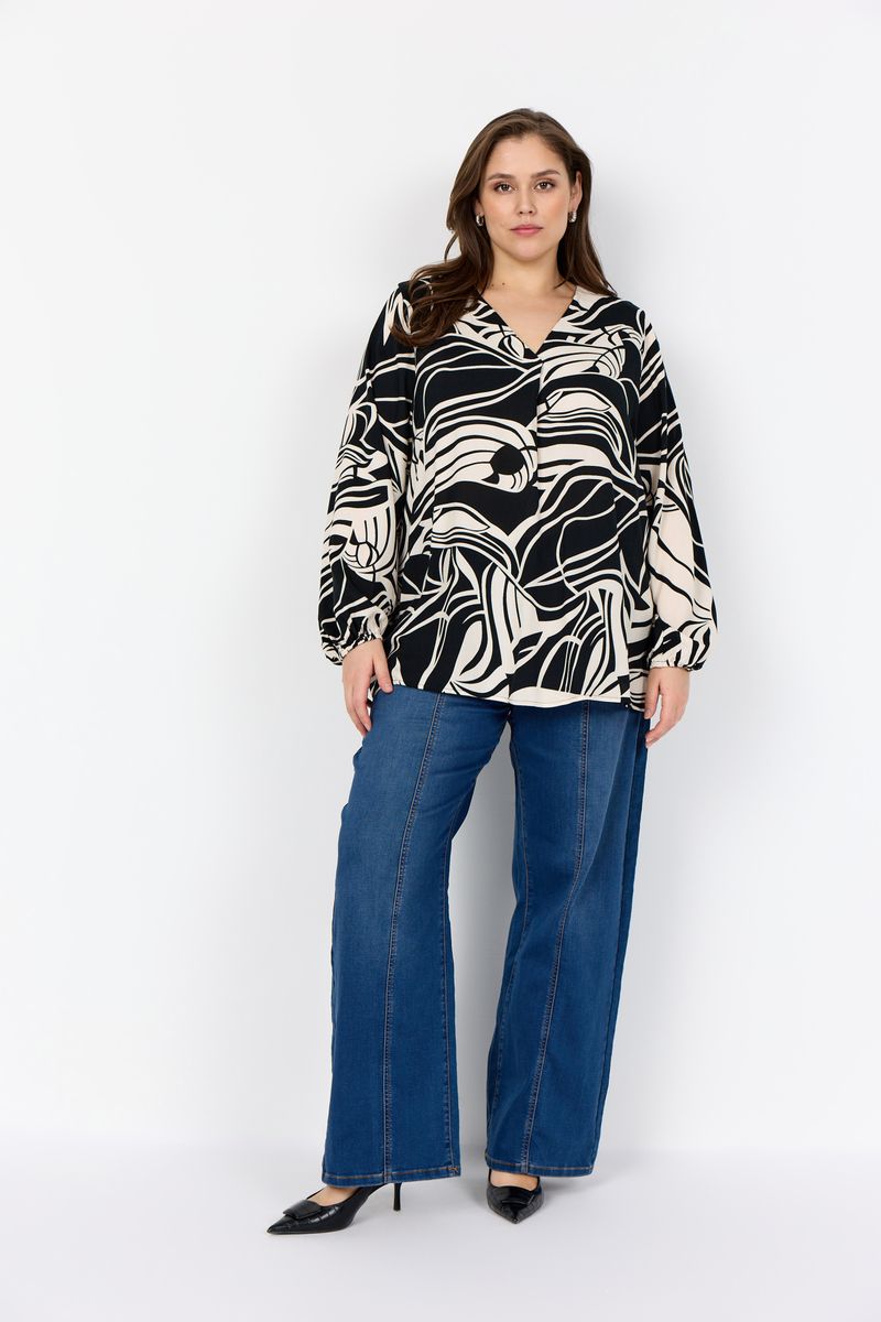 Bluse mit abstraktem Muster und langen Ärmeln