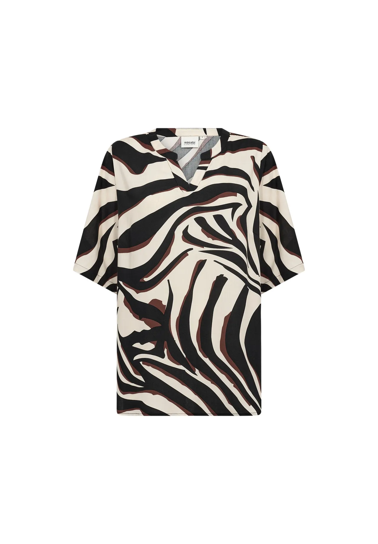 Zebra-Print Bluse mit V-Ausschnitt