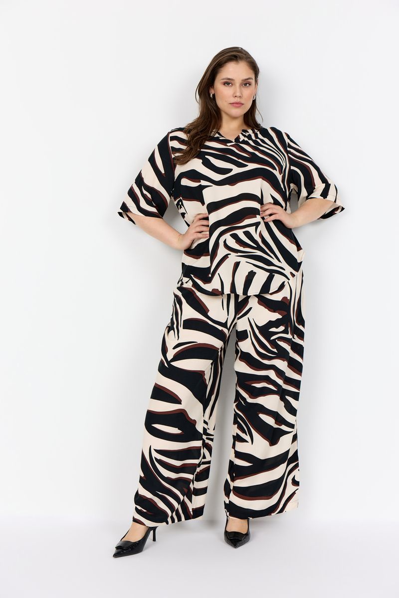 Zebra-Print Bluse mit V-Ausschnitt