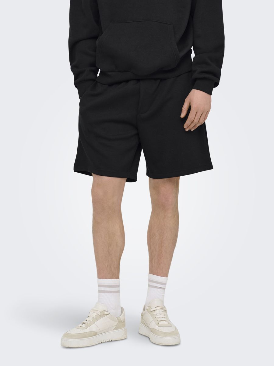 Schwarze Herren-Strick-Loungeshorts