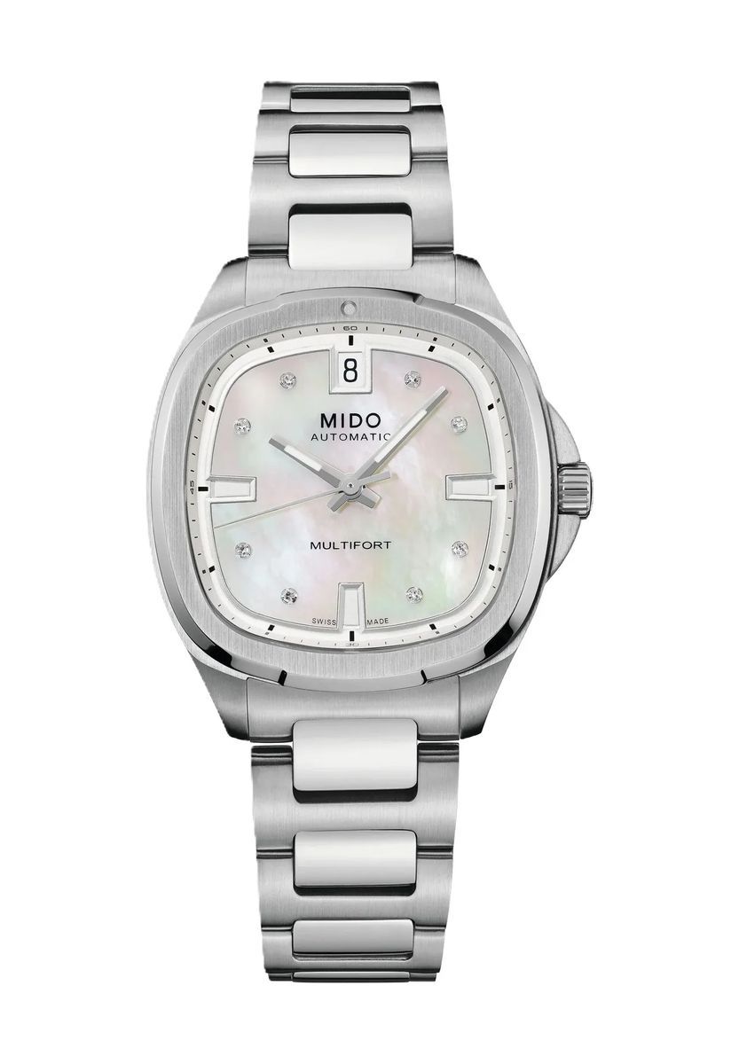 Silberne Multifort Diamantzifferblatt Uhr