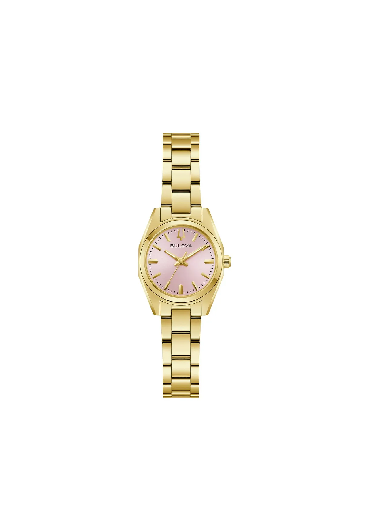 Mini Goldfarbene Uhr mit rosa Zifferblatt