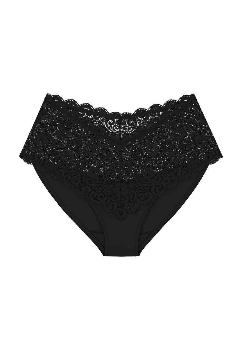 Schwarzer Maxi-Slip mit Spitzenbesatz