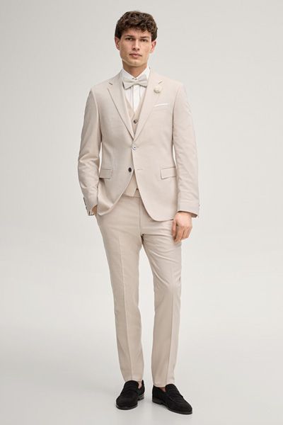 Wedding Baukasten-Anzughose Blayr hellbeige Slim-Fit Anzughose
