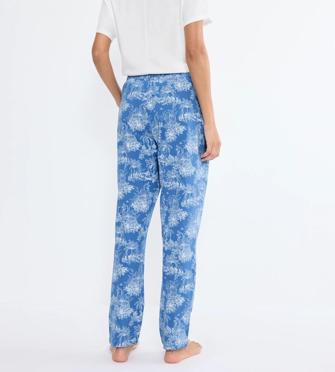 Baumwoll-Loungehose mit Print und Bindeband