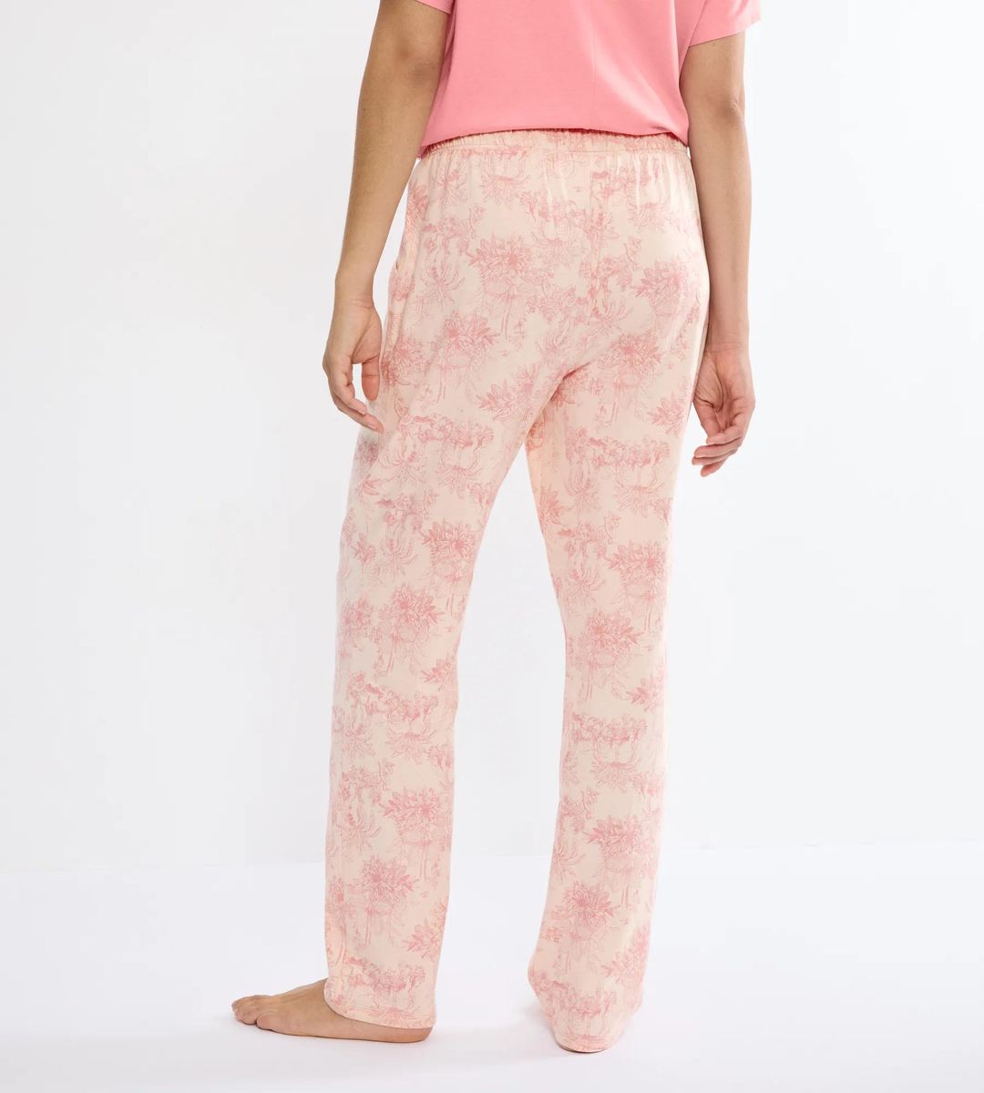 Baumwoll-Loungehose mit Print und Bindeband