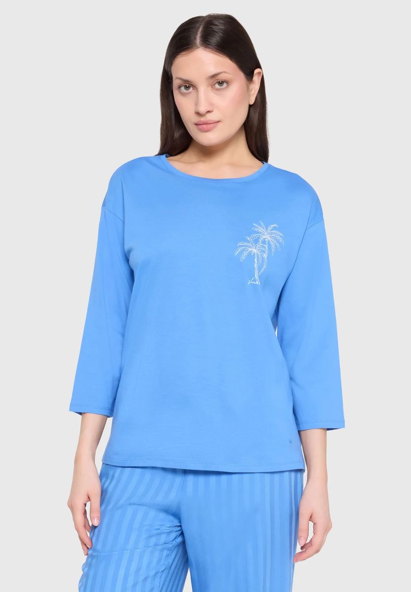 Schlafshirt mit Palmen-Stickerei