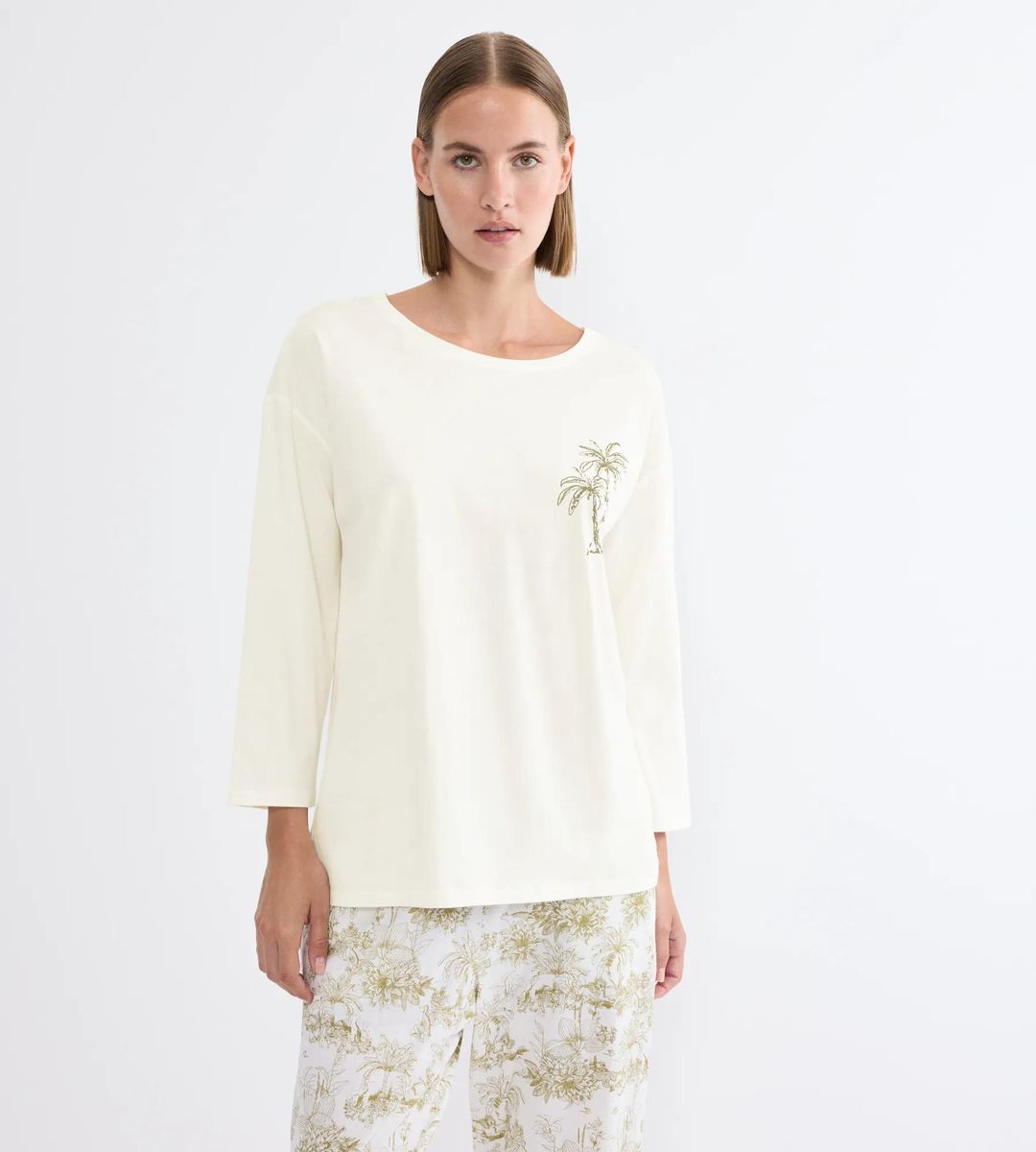 Damen Schlafoberteil mit Palmenprint