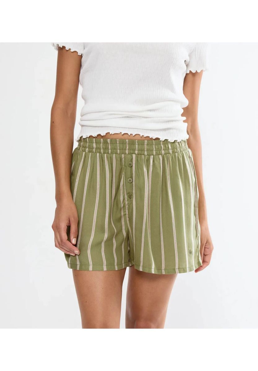 Gestreifte Lounge-Shorts mit Knopfleiste