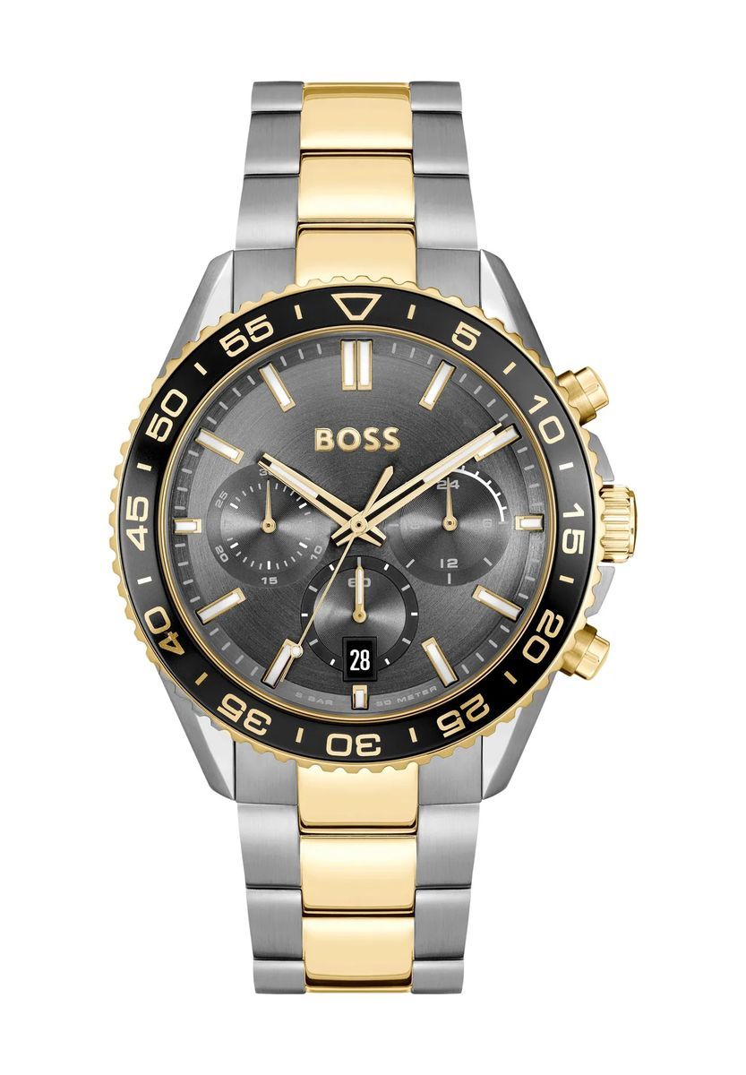 Herren Chronograph Uhr Zweifarbig Edelstahl