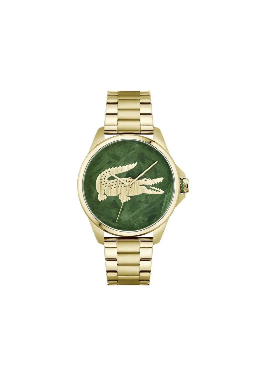 Elegante goldfarbene Uhr mit grünem Zifferblatt