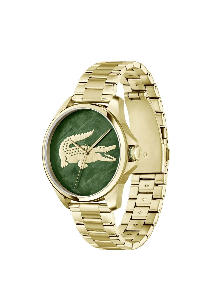 Elegante goldfarbene Uhr mit grünem Zifferblatt