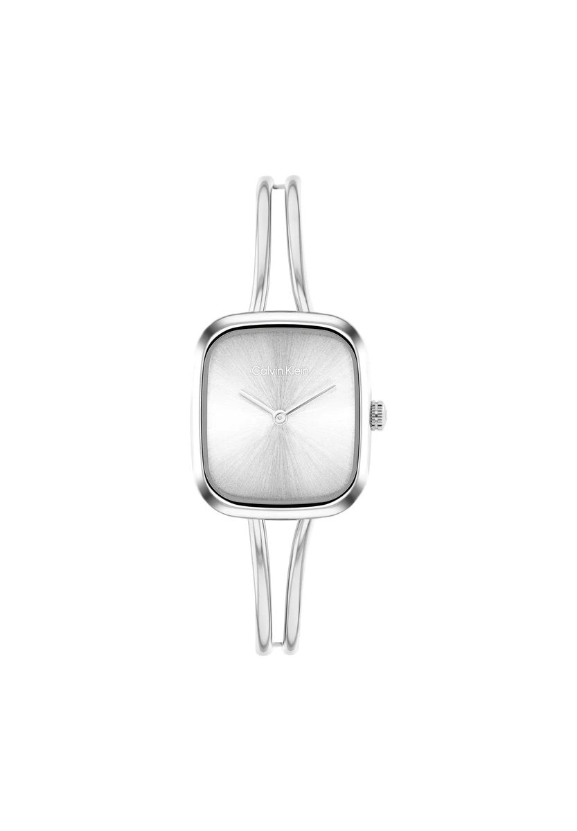 Silberne Armbanduhr mit quadratischem Zifferblatt