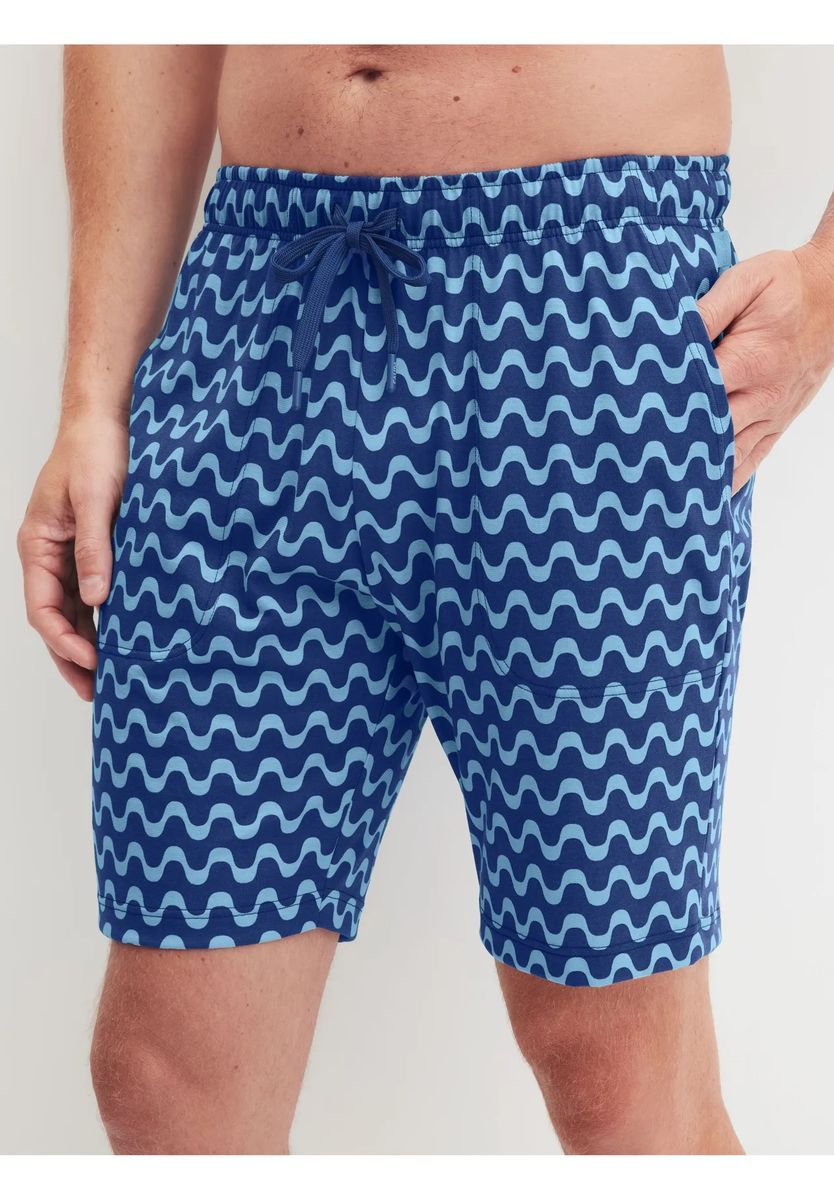 Herren Lounge Shorts mit blauem Wellenmuster