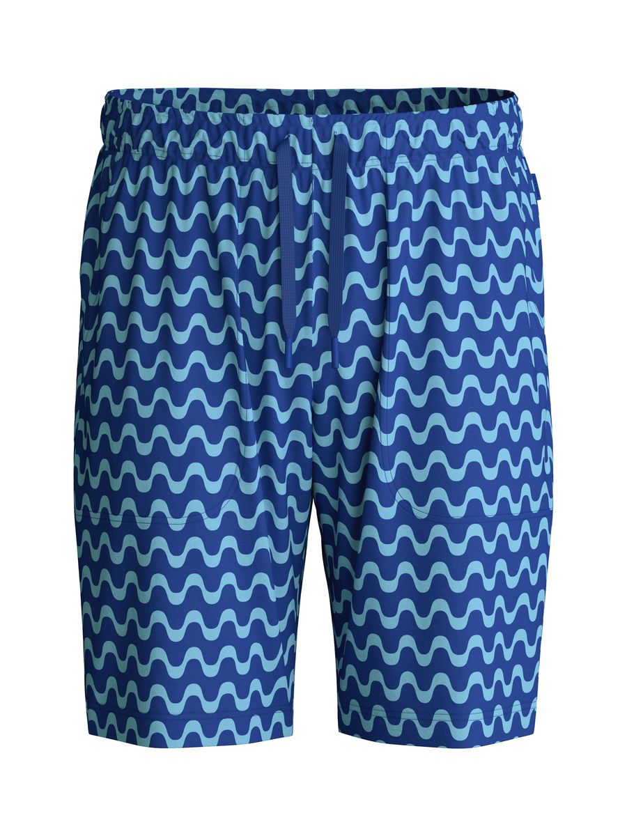 Herren Lounge Shorts mit blauem Wellenmuster