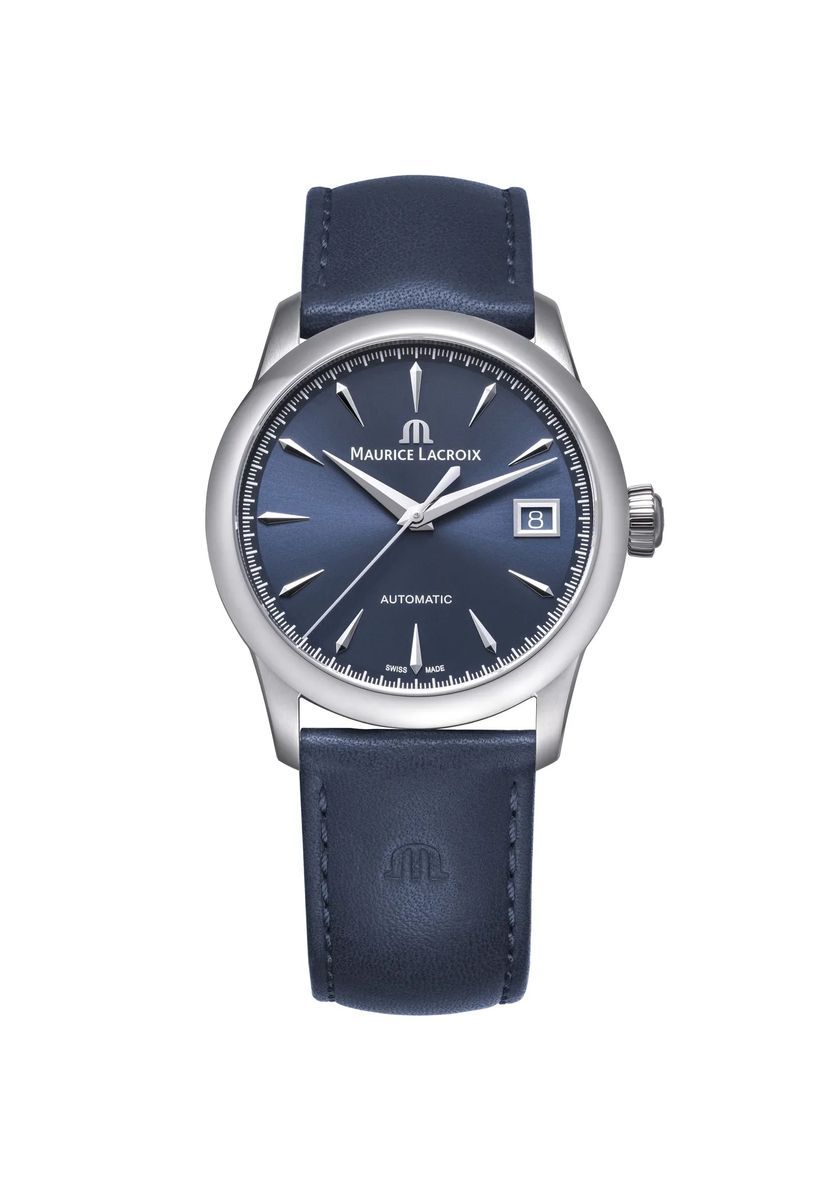 Elegante Automatikuhr mit blauem Lederarmband