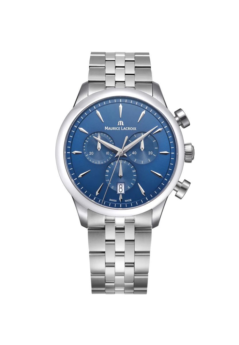 Blaues Zifferblatt Chronograph Edelstahl Uhr