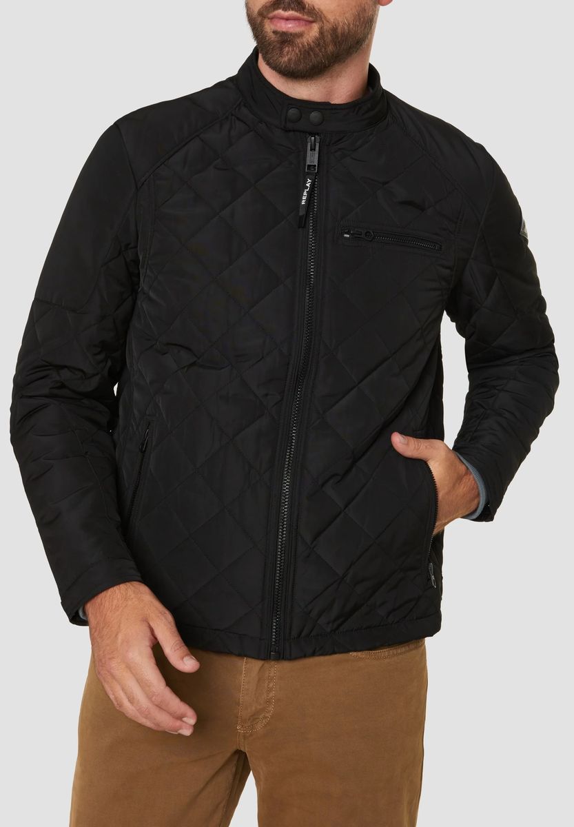 Rautensteppjacke im Moto-Stil