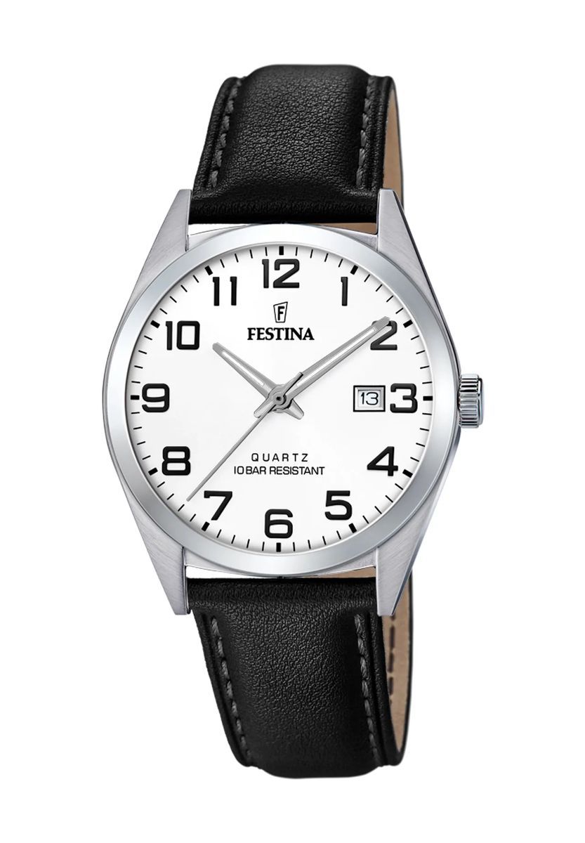 Klassische Herrenuhr mit weißem Zifferblatt