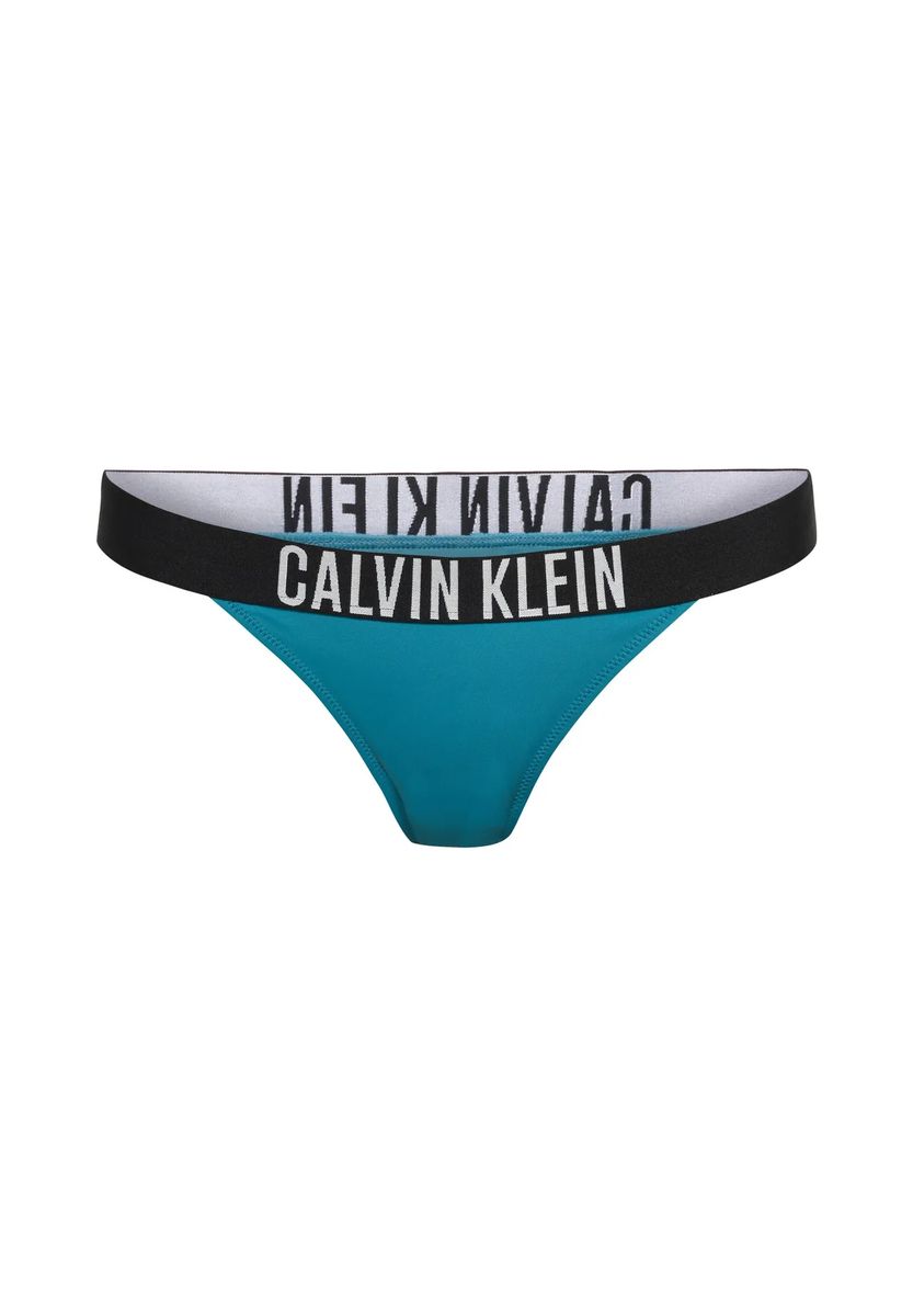 Türkise Bikinihose mit Logo-Bund