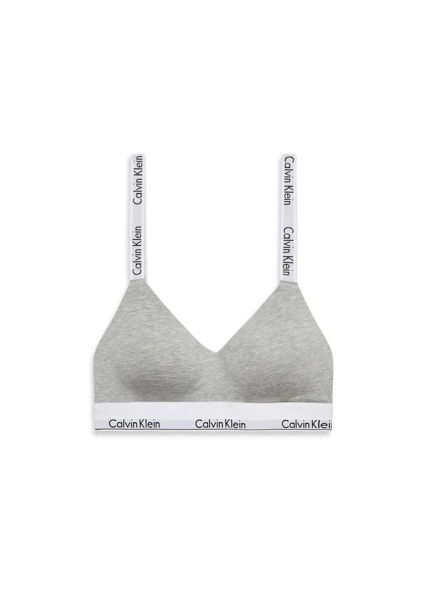 Graues Baumwoll-Bralette mit Logo-Trägern