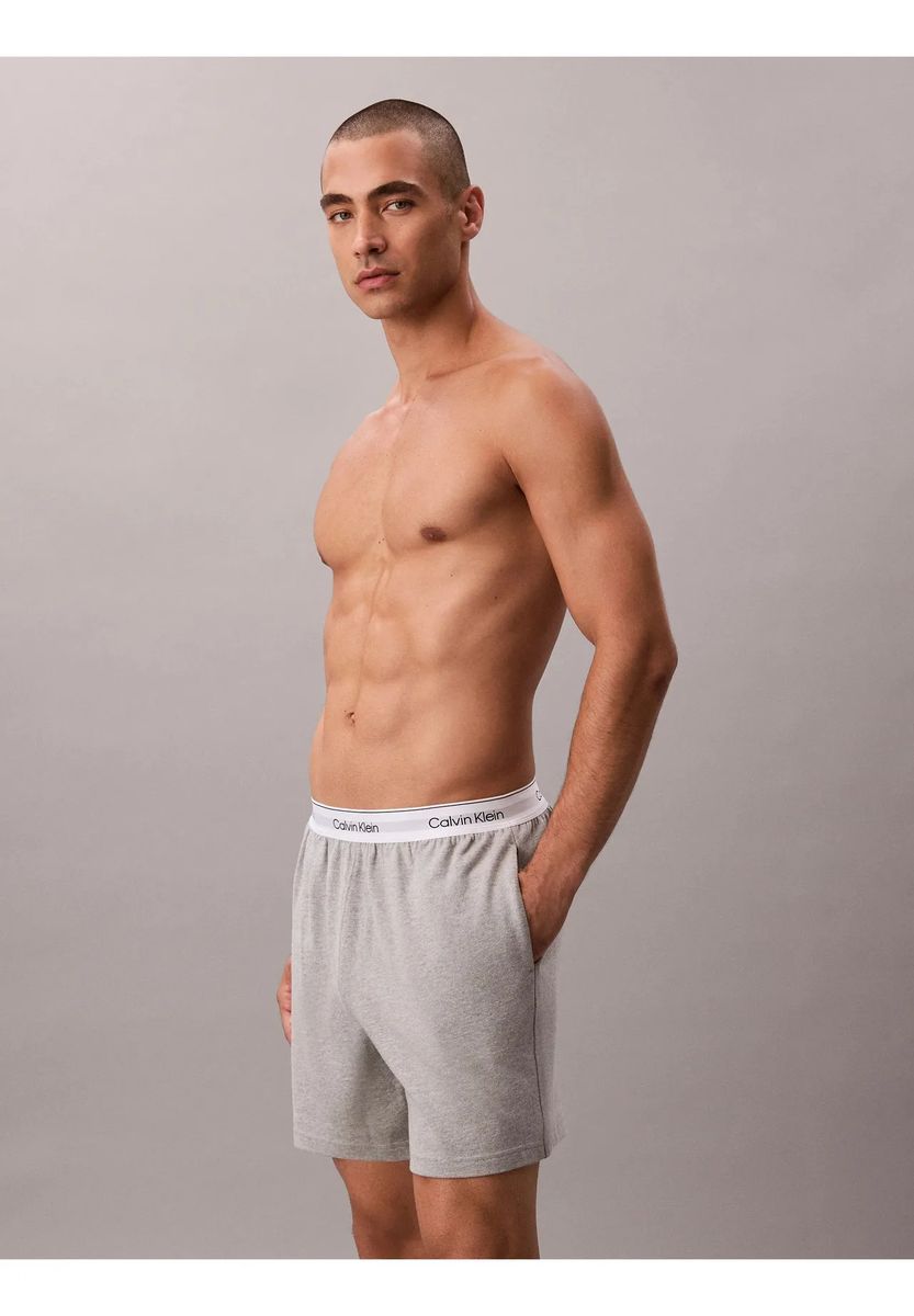 Herren Lounge Shorts mit Logo-Bund, Grau