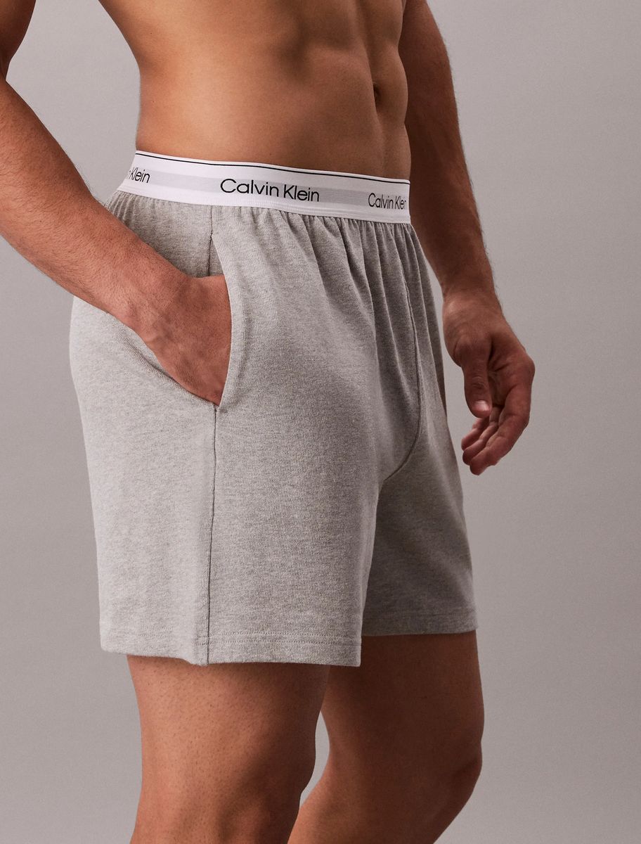 Herren Lounge Shorts mit Logo-Bund, Grau