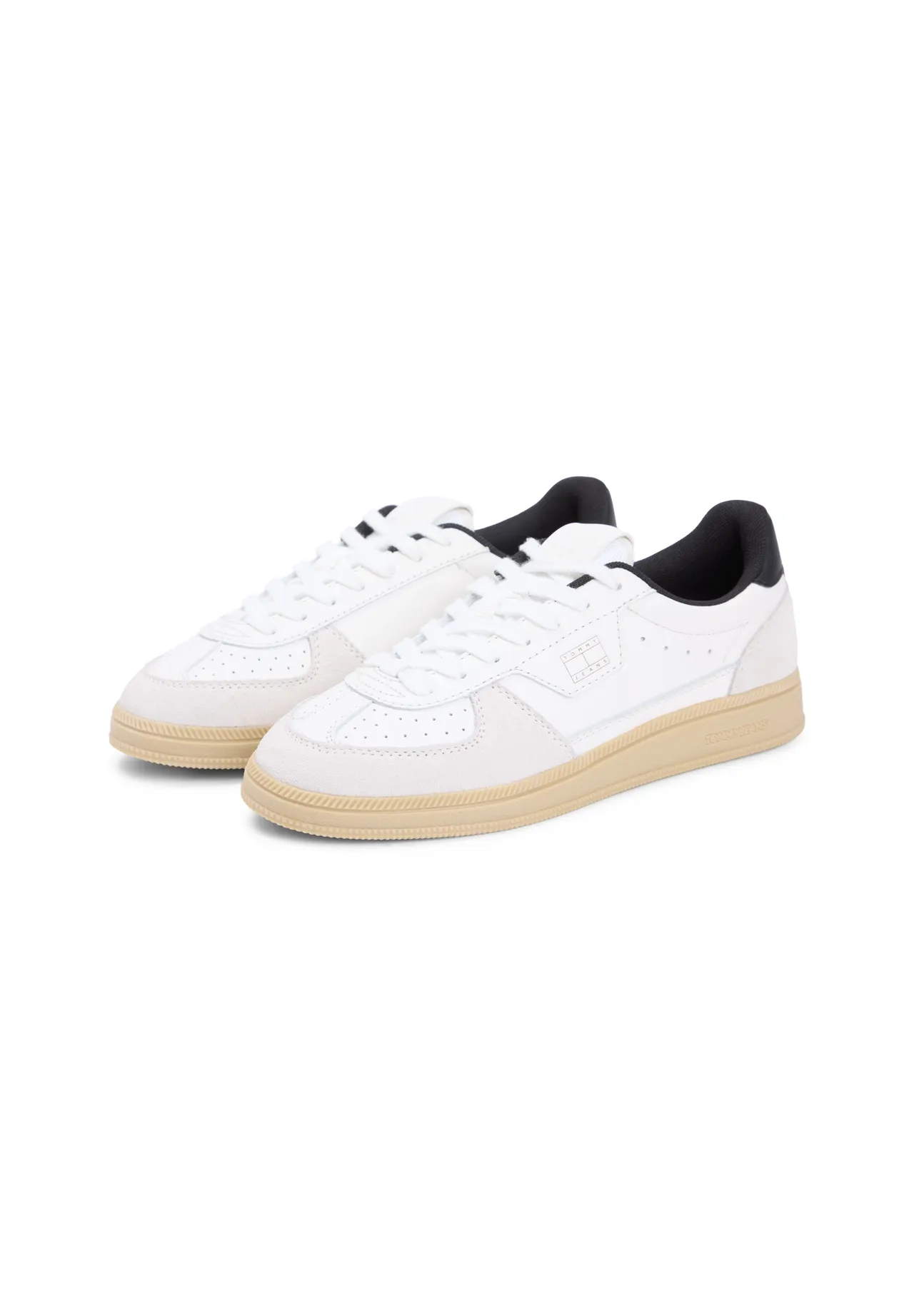 Flache Leder-Court-Sneakers