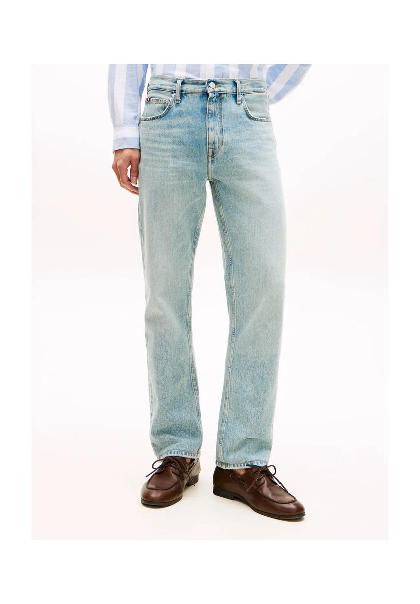Herren Jeans mit geradem Bein, helle Waschung