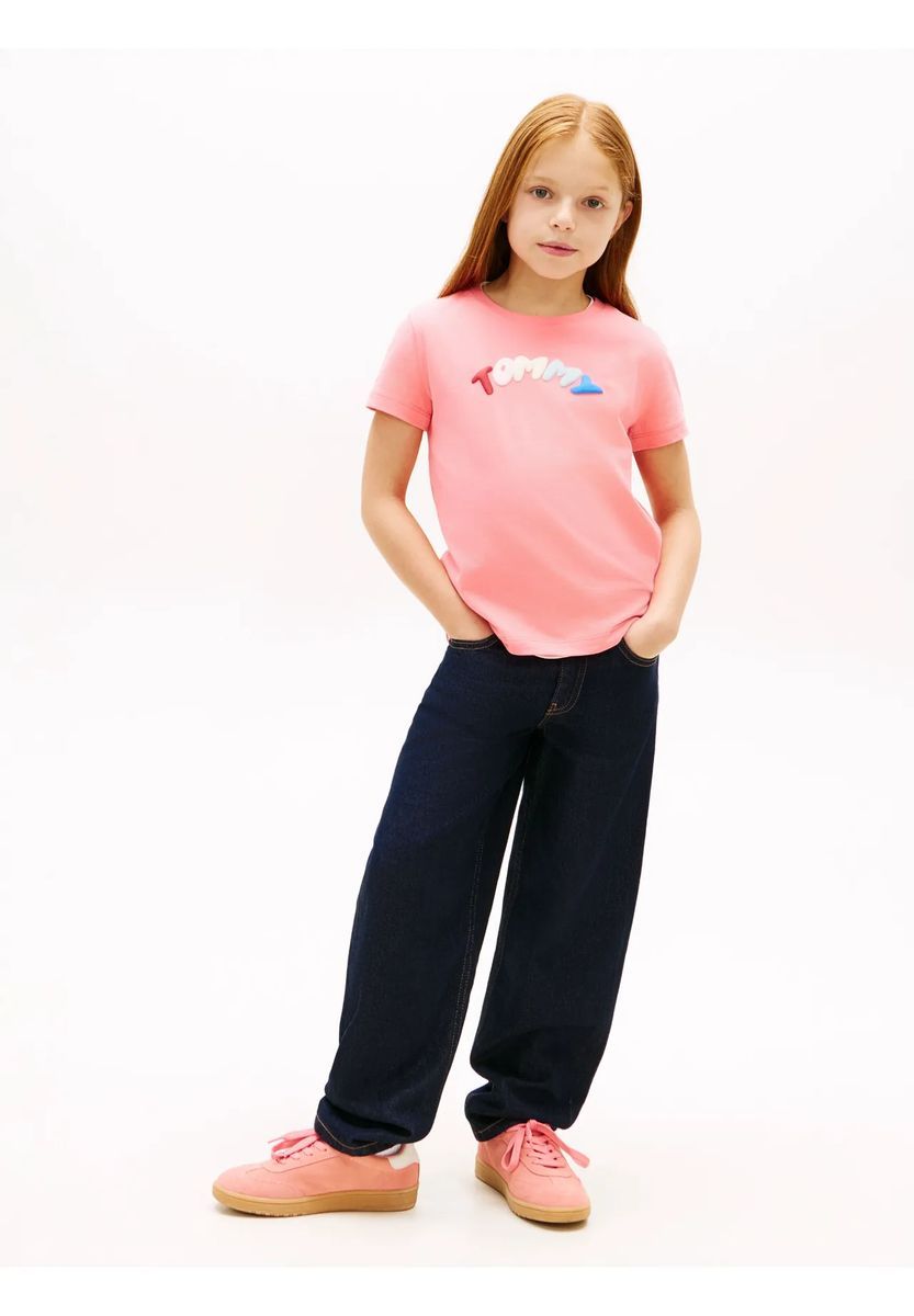 Klassisches Baumwoll-T-Shirt für Mädchen mit Logo