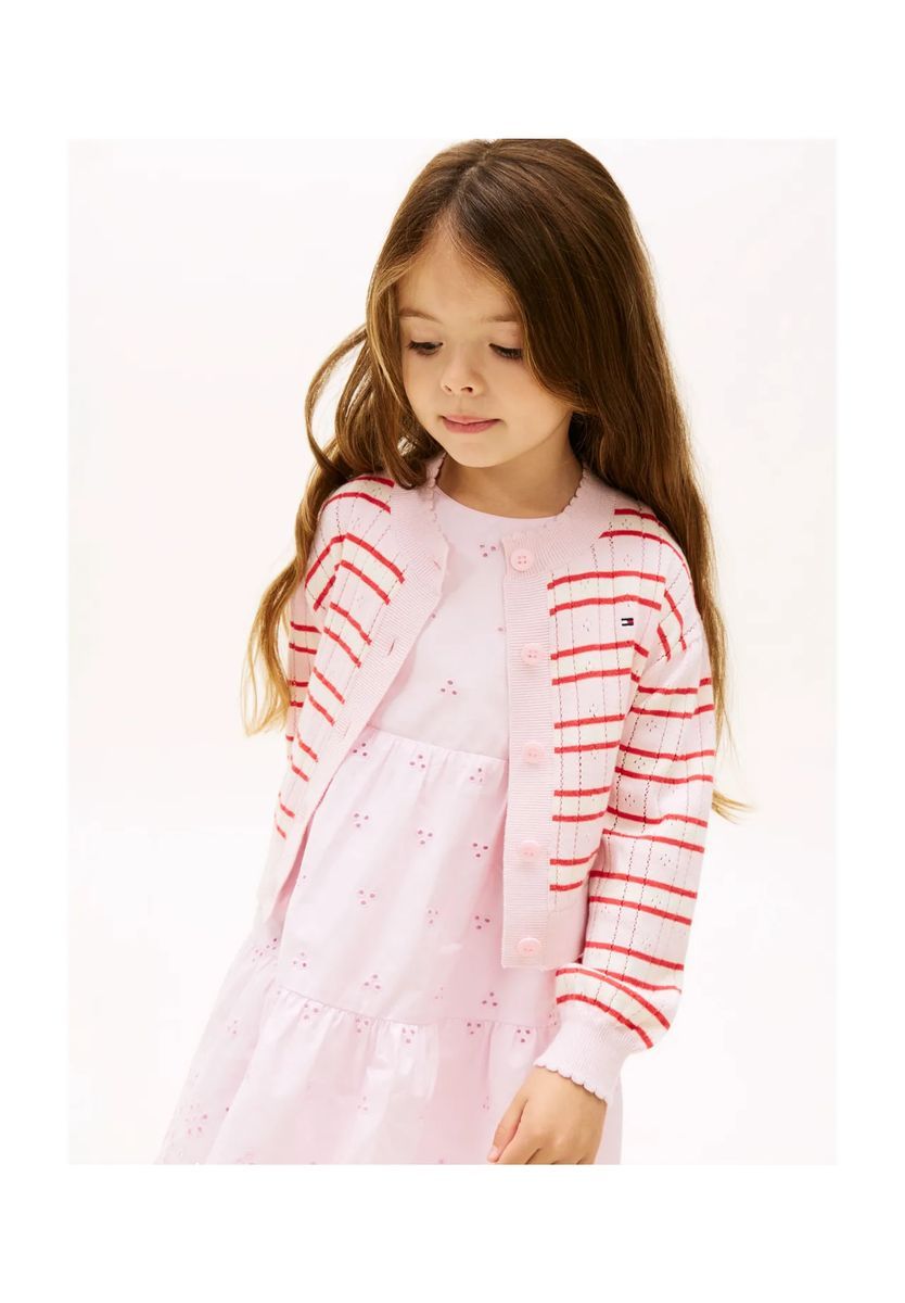 Mädchen Strickjacke rosa gestreift