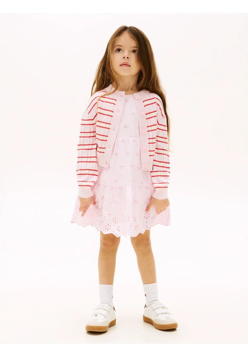 Mädchen Strickjacke rosa gestreift
