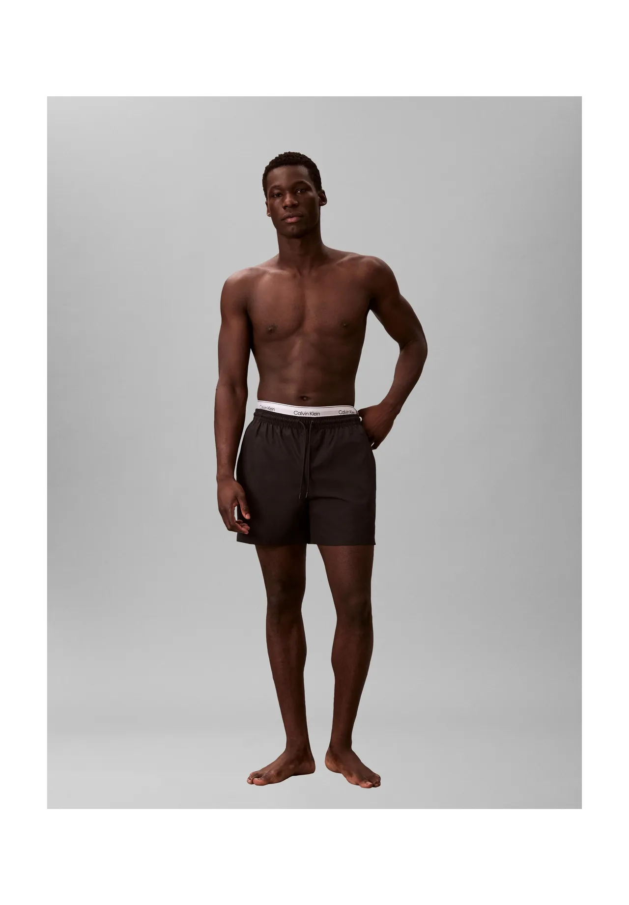 Herren Badeshorts mit Logo-Bund, uni