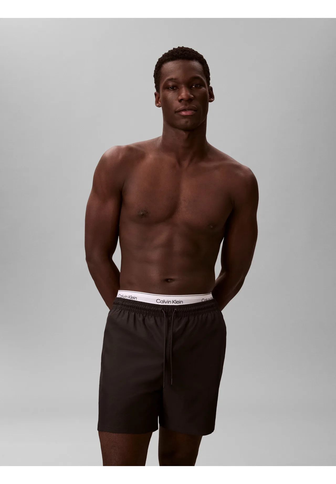 Herren Badeshorts mit Logo-Bund, uni
