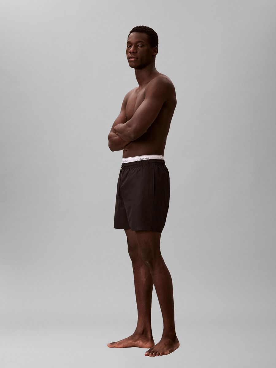 Herren Badeshorts mit Logo-Bund, uni