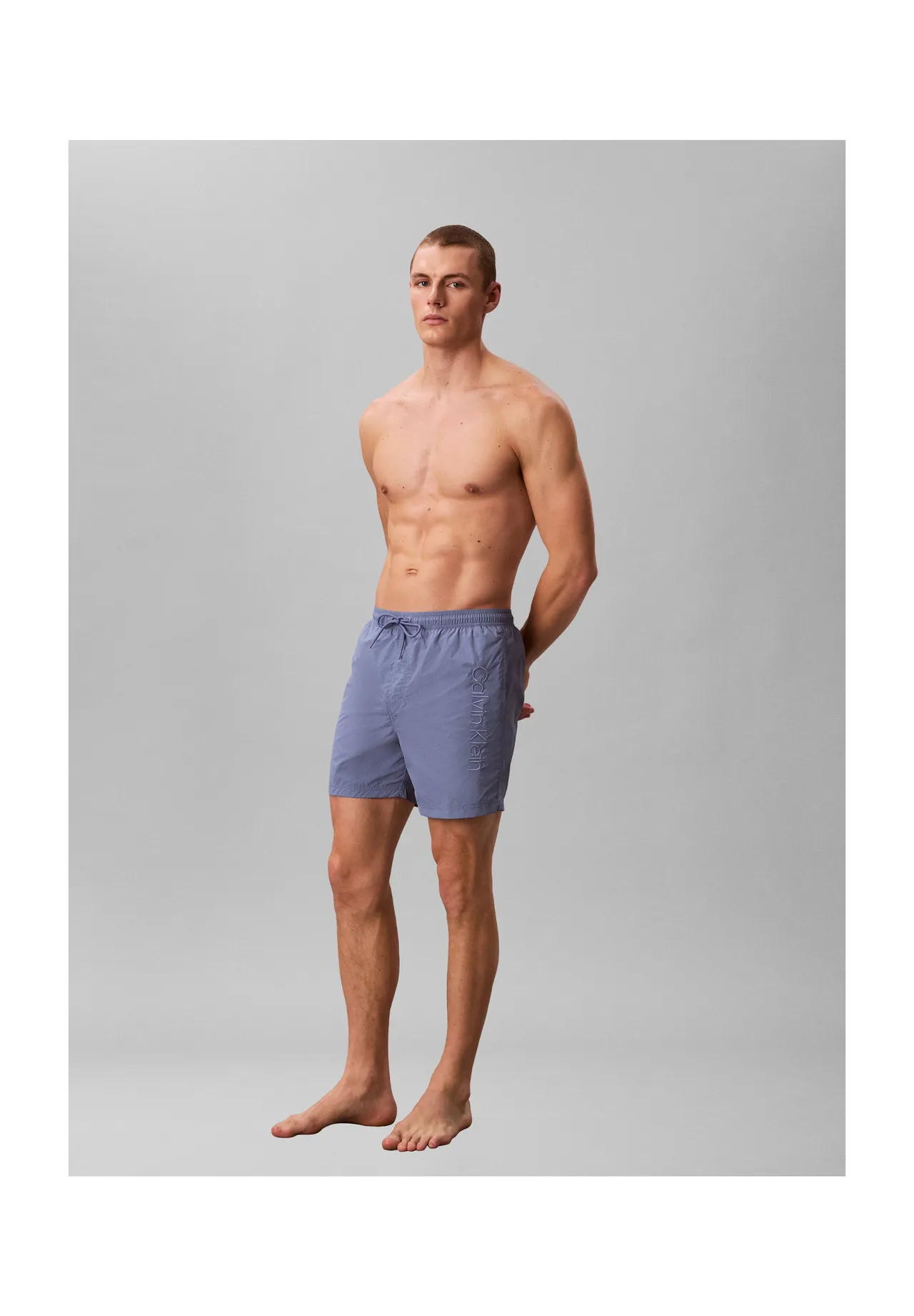 Herren Badeshorts mit Stickerei, Uni