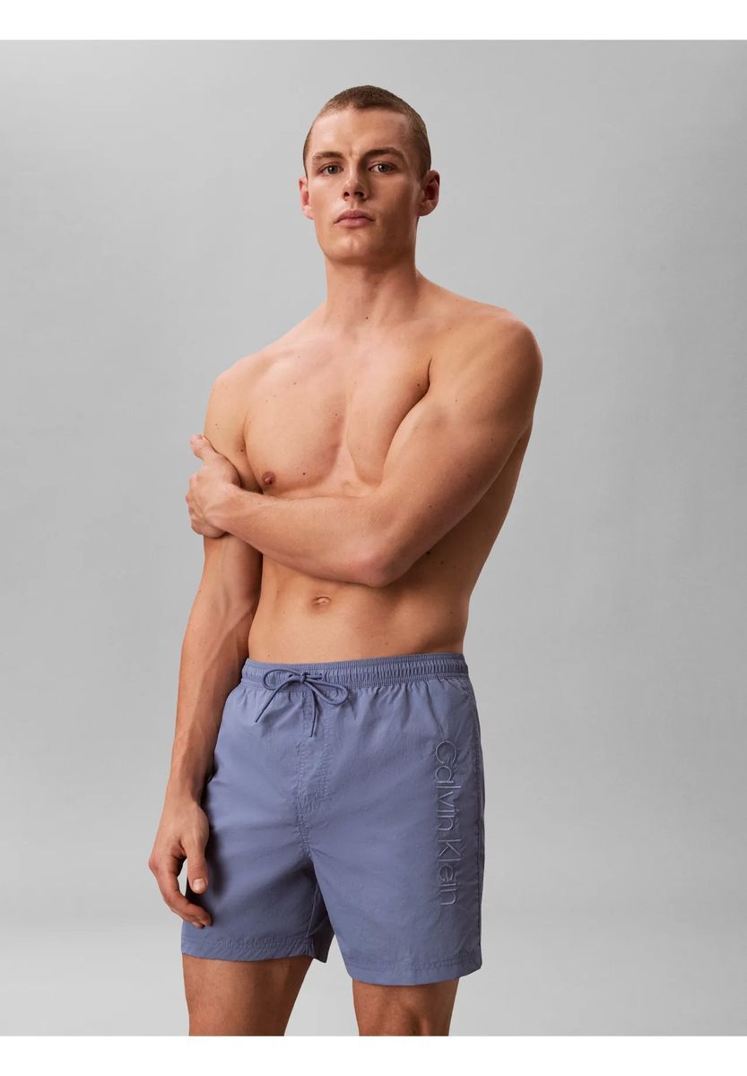 Herren Badeshorts mit Stickerei, Uni