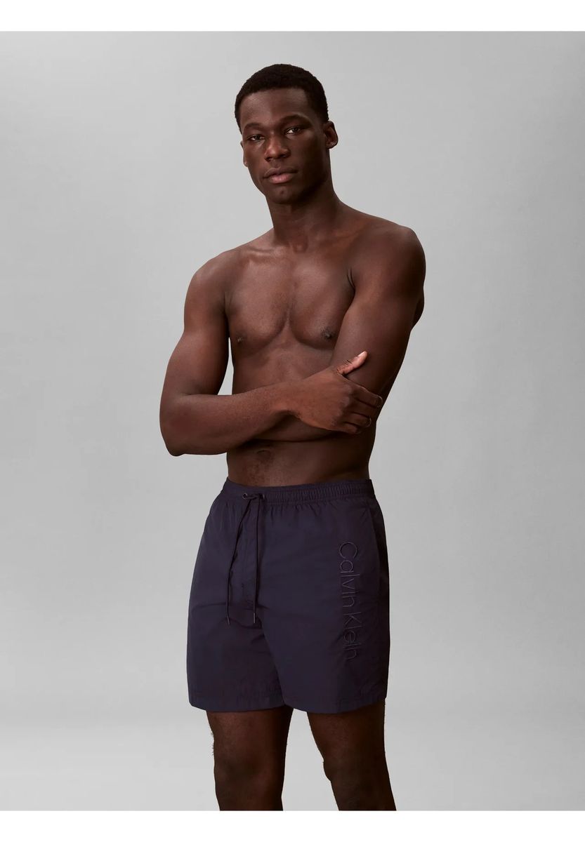 Herren Badeshorts mit Stickerei, Uni