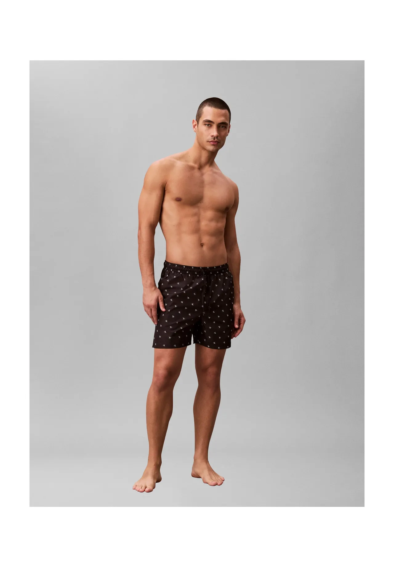 Herren Badeshorts mit Print und Kordelzug